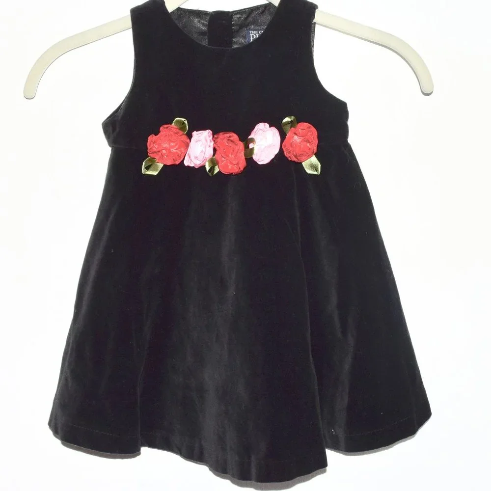 Children's Place Black Velvet Christmas Holiday Dress/Jumper - 24 Months